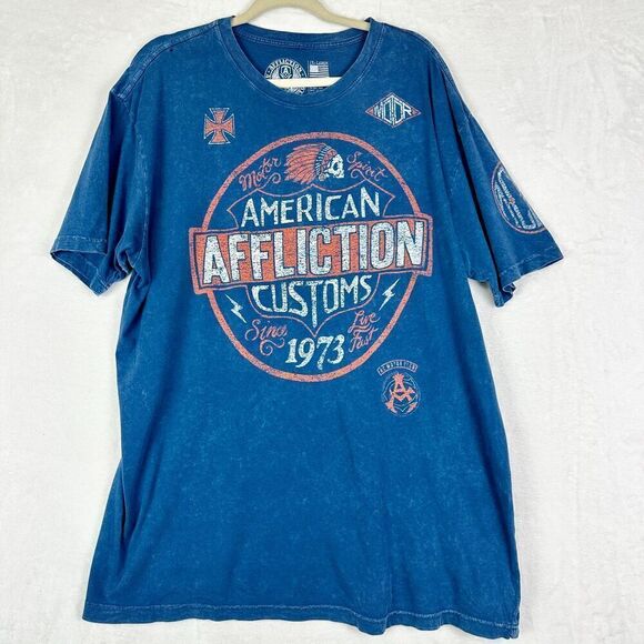 Affliction Other - Affliction American Customs Tee Shirt Size 2XL Crewneck Blue Jesse Pinkman Y2K